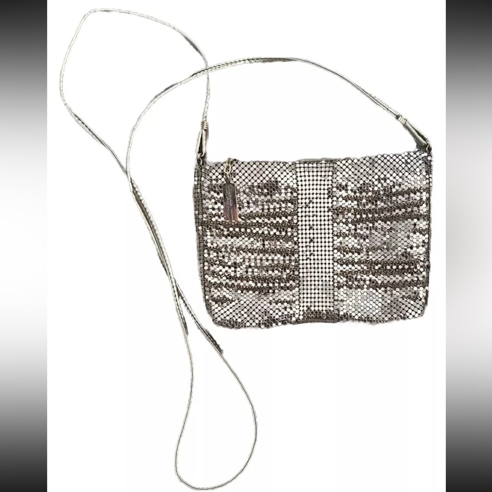NEW Whiting and Davis Gold Mesh Cocktail Party Bag Purse Long Handle NWT